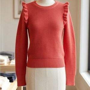 Women's Ruffled Orange Sweater